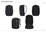 design and create a tech pack for backpack, handbag, duffle bag, luggage etc